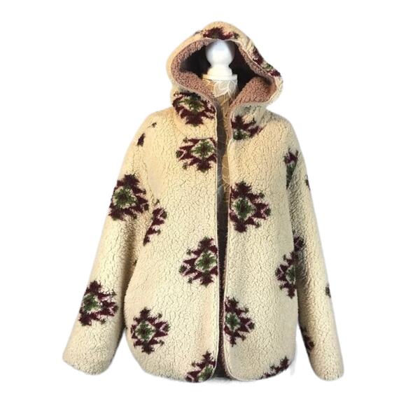 NWT Fuzzy Cozy Teddy Reversible Cardigan Coat open front LOve Tree size medium - Picture 10 of 12